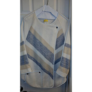 Chico's Size 2 (12) Coat/Jacket - Color Block and Striped Yarn Dye 100% Wool